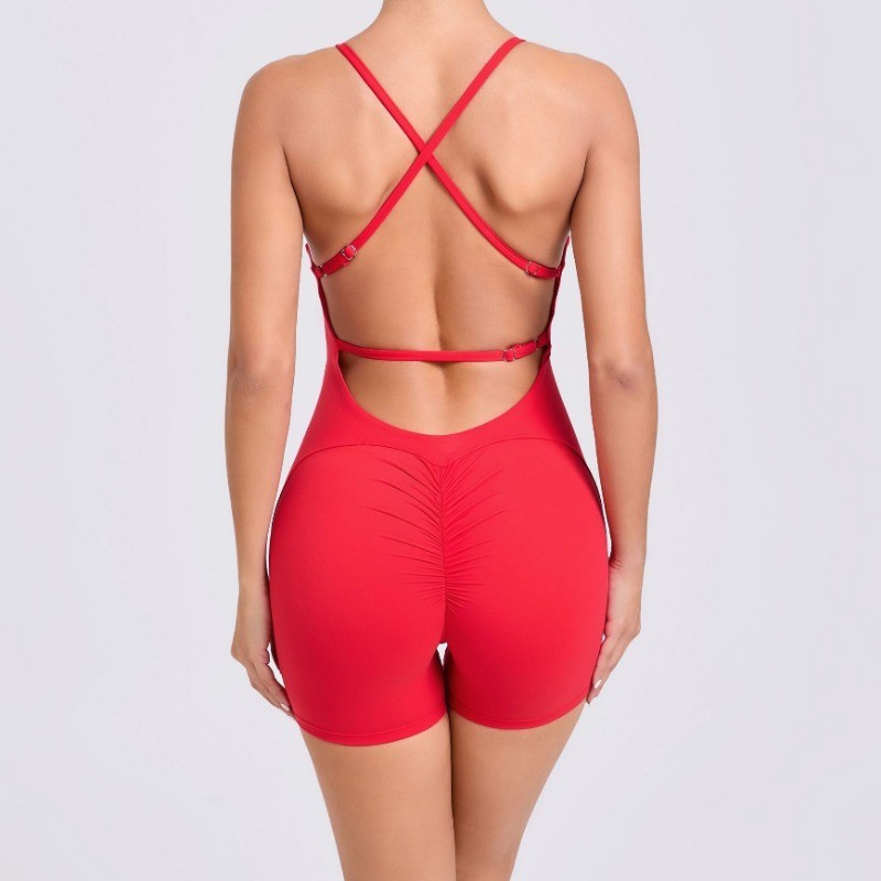 LASYYOGASports Jumpsuit Cross Beauty กลับยกสะโพกพีชก้นบอดี้สูทโยคะเต้นรํา