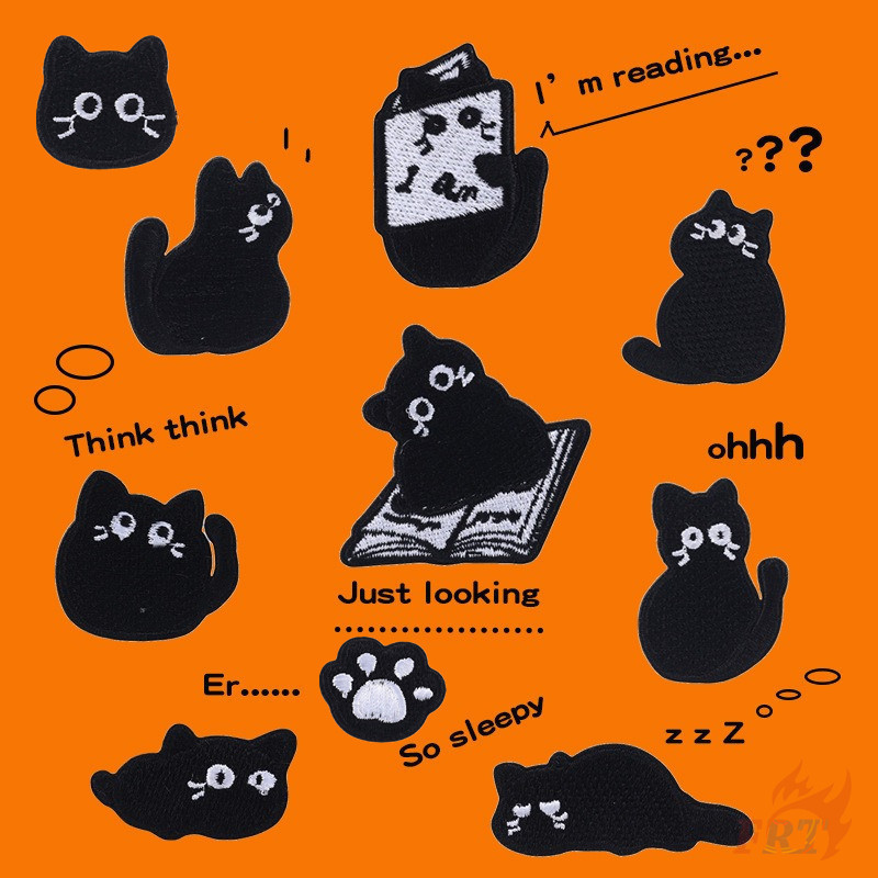 ☸ Q Funny Black Cats Series 01 แพทช์สติ๊กเกอร์มีกาวในตัว ☸ 1 ชิ้น DIY เหล็กบนเย็บเสื้อผ้ากระเป๋าอุปกรณ์เสริมตกแต่งป้ายแพทช์