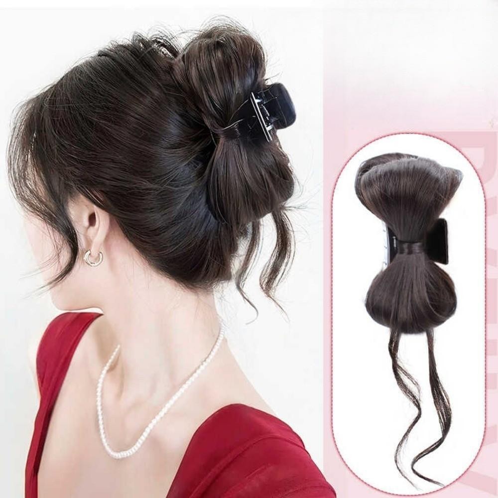 Elegant Bowknot พู่ Grabber คลิป Bud วิกผมผู้หญิงจําลองผมหางม้าต่อผม