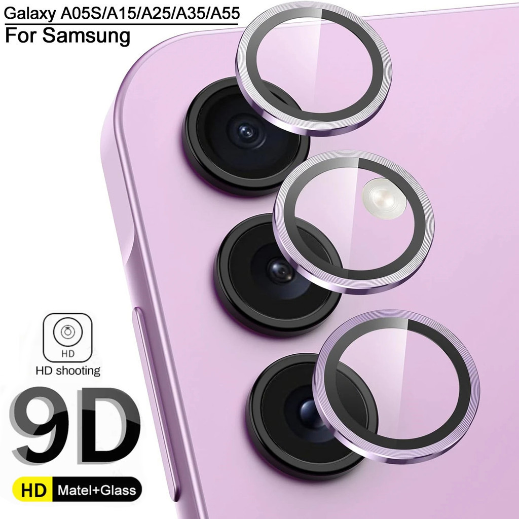 แหวนโลหะกระจกนิรภัยฟิล์มกันรอยกล้อง Samsung Galaxy A16 A06 A55 A35 A25 A15 A05S A05 A54 A34 A24 A14 A13