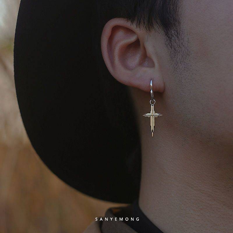 2024 New Design Cross Earrings Featured Multi-Layer Hip Hop 925 Sterling Silver Elegant Trendy Men's and Women's Earrings Ins nh8y