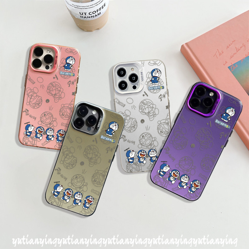 สําหรับ Infinix Smart 8 7 6 Pro Plus Tecno Spark GO 2024 20C 20 10 Pro GO 2023 Hot 30i 40i Hot 10 11 9 30 Play Camon 20 หมายเหตุ 10 30 Pro 12 G96 น่ารักการ์ตูนโดราเอมอนเลนส์โลหะ เคสนิ่ม