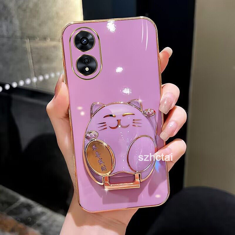 เคสโทรศัพท์ OPPO A60 A38 A18 A58 A78 5G A98 5G A17 A17K A16K A16 A15S A15 เคสโทรศัพท์ Gong Xi Fa Cai เคสโทรศัพท์ พร้อมที่วางแมวนําโชค - รูปที่ 5
