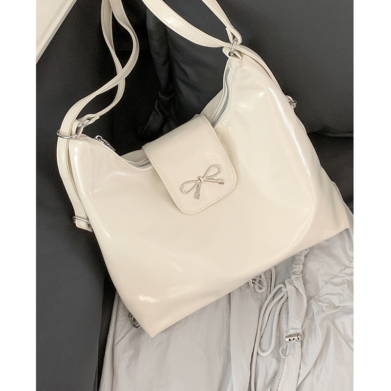 Amila Casual ความจุขนาดใหญ่กระเป๋าใต้วงแขนสีแดงแฟชั่น Simple Tote Bag กระเป๋าสะพายลําลอง