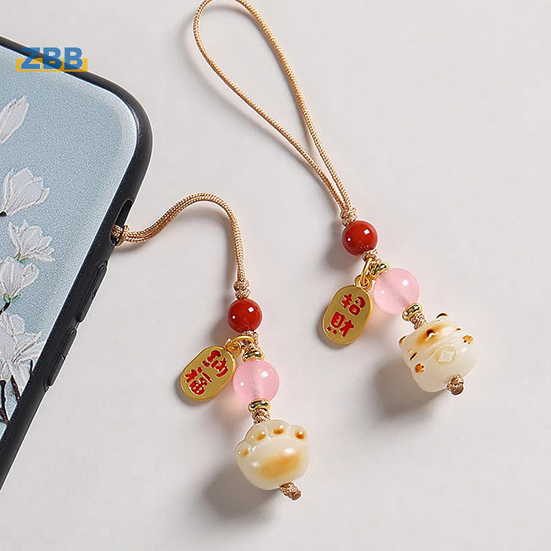 Zbb> DIY ตกแต่ง Cat Paw สายคล้องโทรศัพท์ Anti-lost แขวนเครื่องประดับจี้สาวผู้หญิงพวงกุญแจแขวน Lucky Cat Charm เชือกเส้นเล็กใหม่