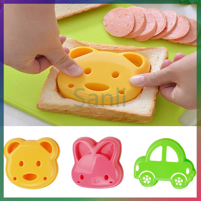 Sanli แม่พิมพ์ตัดขนมปัง แซนวิช บิสกิต รูปการ์ตูนหมี กระต่ายน่ารัก DIY สําหรับเด็ก แม่พิมพ์คุกกี้