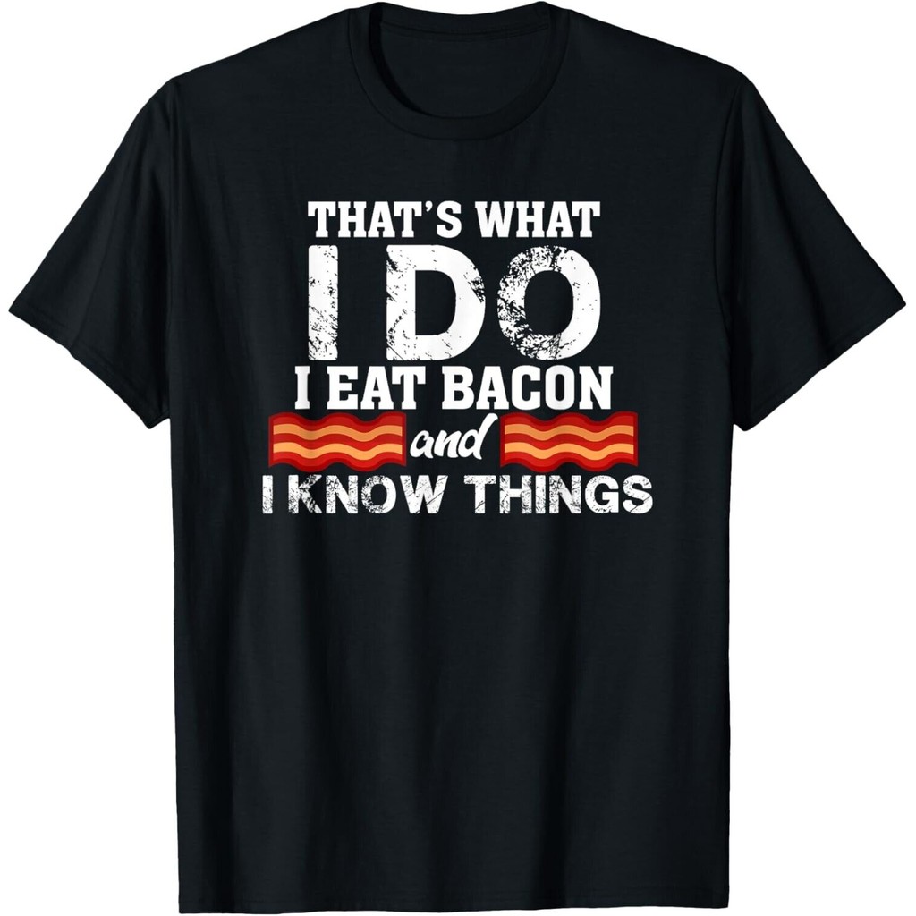 I Eat Bacon Funny Bacon Lover เสื้อยืดเนื้อ Foodie