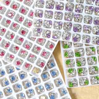 Nail Art Rhinestone สติ๊กเกอร์ติดเล็บตกแต่งคริสตัลเพชร DIY เครื่องประดับแก้วเงา 10 ชิ้น