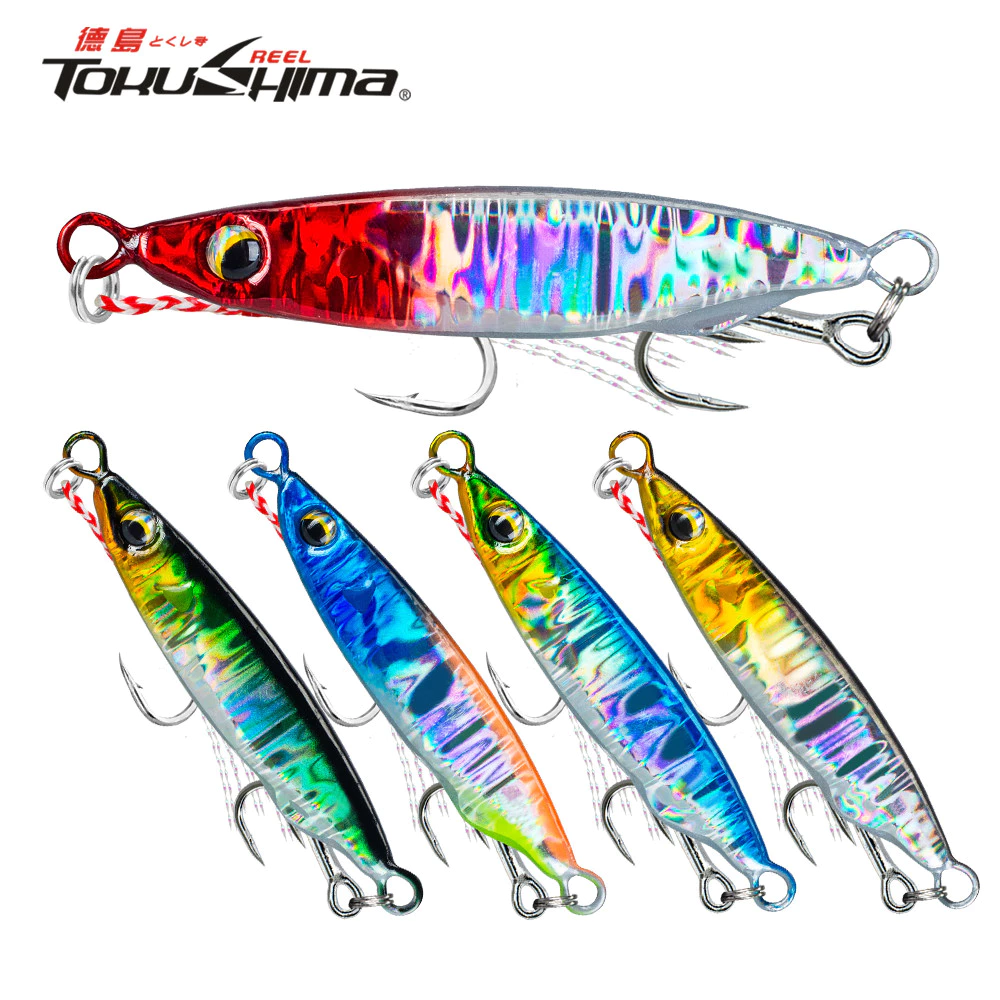 1 PC โลหะ Jig Sinking 5/10/15/20/25/30g 3D ตา Casting Lure เลเซอร์ตกปลา Jigging ประดิษฐ์ Hard เหยื่อผ้าไหม Bright ตะขอ Sharp