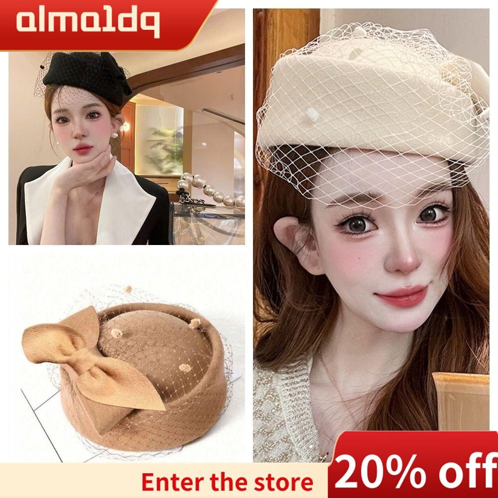 หมวกโบว์พร้อมผ้าคลุมสไตล์อังกฤษ วินเทจ เจ้าสาว ดรัมเมเยอร์ บอล