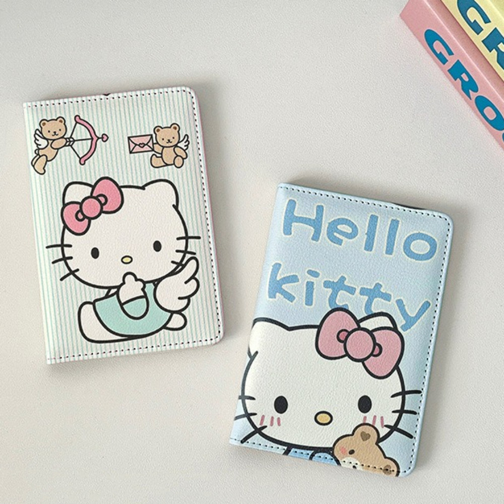 Uumir ปกหนังสือเดินทาง, Hello Kitty PU หนังหนังสือเดินทาง,น่ารัก Multi-function สี่เหลี่ยมผืนผ้ากันน้ําผู้ถือหนังสือเดินทางอุปกรณ์เสริมการเดินทาง