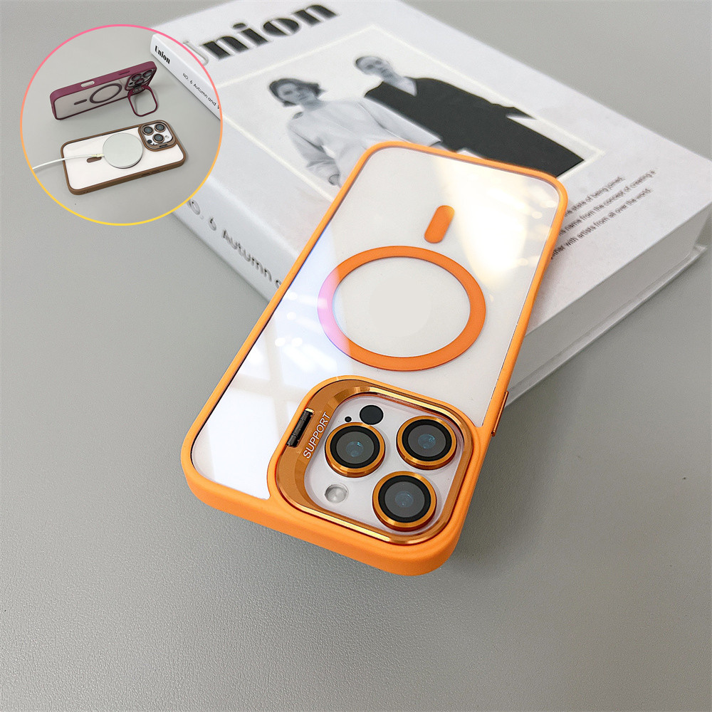 💥3in 1💥เคสไอโฟน16 เคสป้องกันแม่เหล็กสำหรับ15 14 13 12 11พร้อมกระจกป้องกันเลนส์กล้องถ่ายรูปสำหรับฝาคร