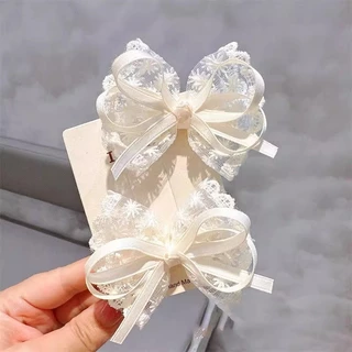 ลูกไม้น่ารัก Bowknot Hairpin Duckbill คลิปด้านข้าง Bangs เครื่องประดับผม