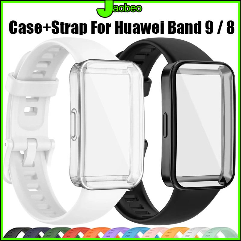 ซิลิโคนสายคล้องคอ for Huawei Band 10 9 8 สายเคสฝาครอบป้องกันหน้าจอ TPU พร้อมยาง for Huawei Band 9 8 NFC