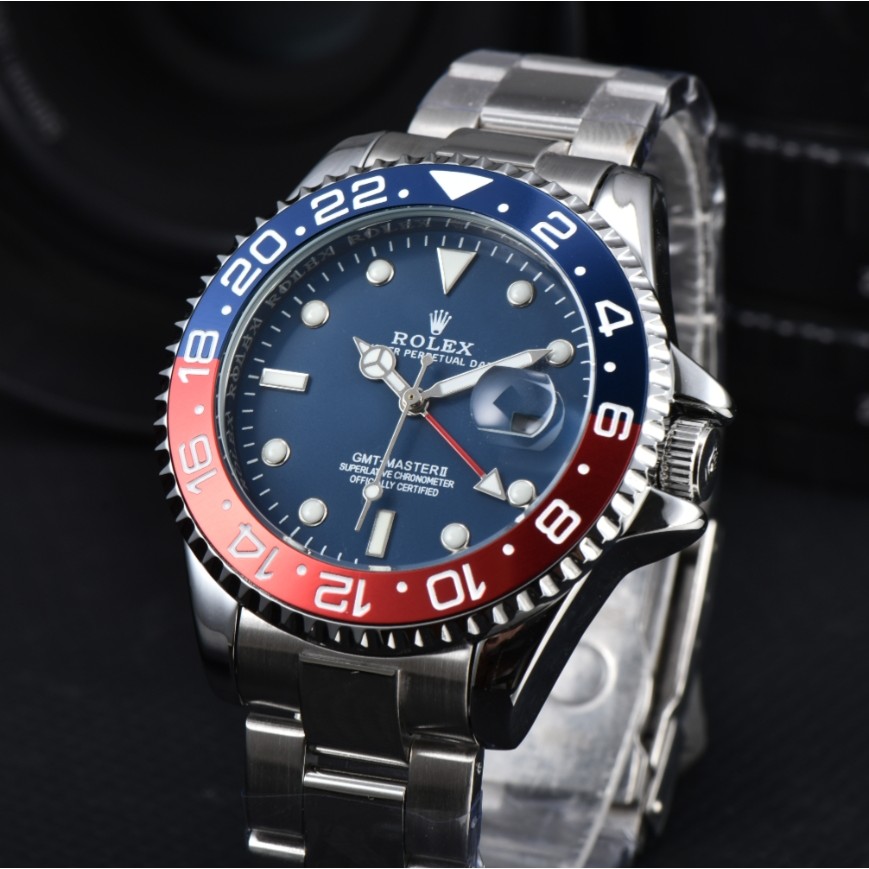 ใหม่ 16 สี Luminous R0LEX GMT MASTER2 นาฬิกาปฏิทินมัลติฟังก์ชั่นธุรกิจแฟชั่นบุรุษ