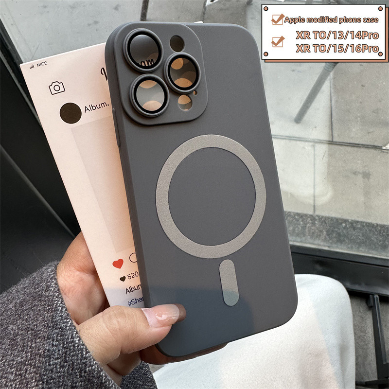 สำหรับ iPhone  XR รุ่นปรับปรุง 13/14 Pro Ultimate Edition เคสซิลิโคนแม่เหล็กสร้างสรรค์แบบนุ่ม XR รุ่นปรับปรุง 14 Pro เคสโทรศัพท์กันกระแทกแบบยึดติดเต็มรูปแบบ