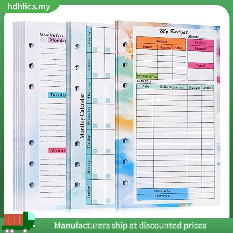 [in ]82 แผ่น A6 Budget Planner Refill Notepad Planner Notepad 6 หลุมสําหรับ A6 Binder Cover Save A