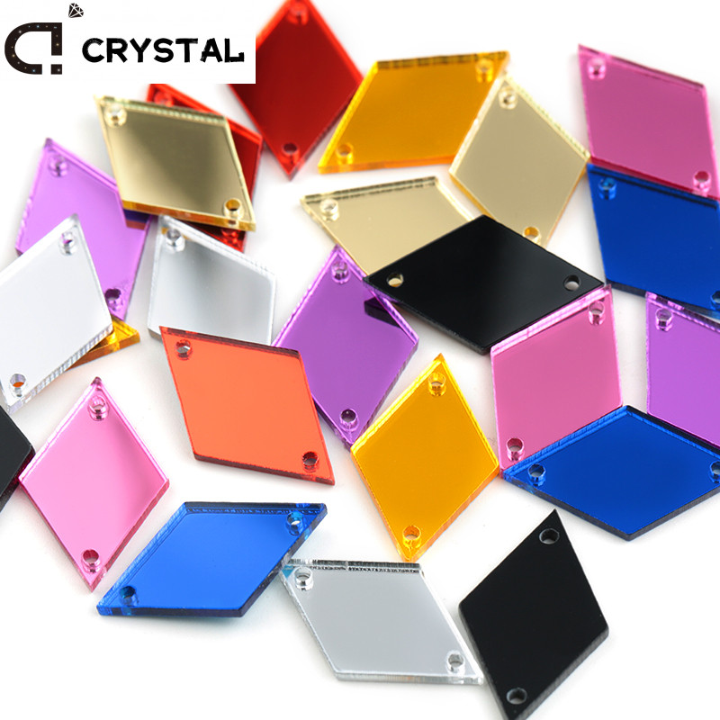 30pcs 15*25 มม.25*41 มม.Rhombus 30 ชิ้นกระจกอะคริลิคเย็บ Rhinestones หินงานแต่งงานเสื้อผ้ากระเป๋าตกแต่ง