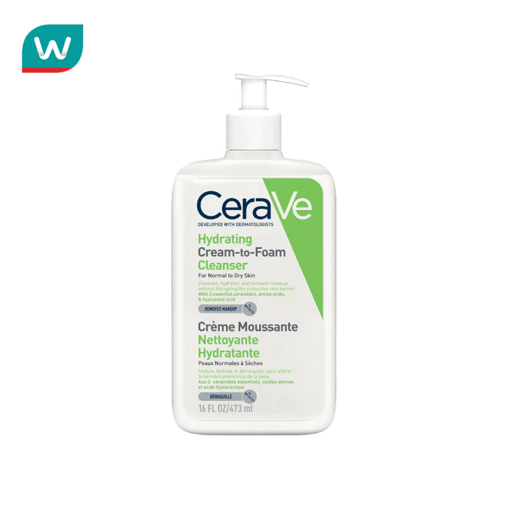 Cerave เซราวี ไฮเดรติ้ง ครีม ทู โฟม คลีนเซอร์ 473 มล. คลีนเซอร์ล้างเครื่องสำอาง
