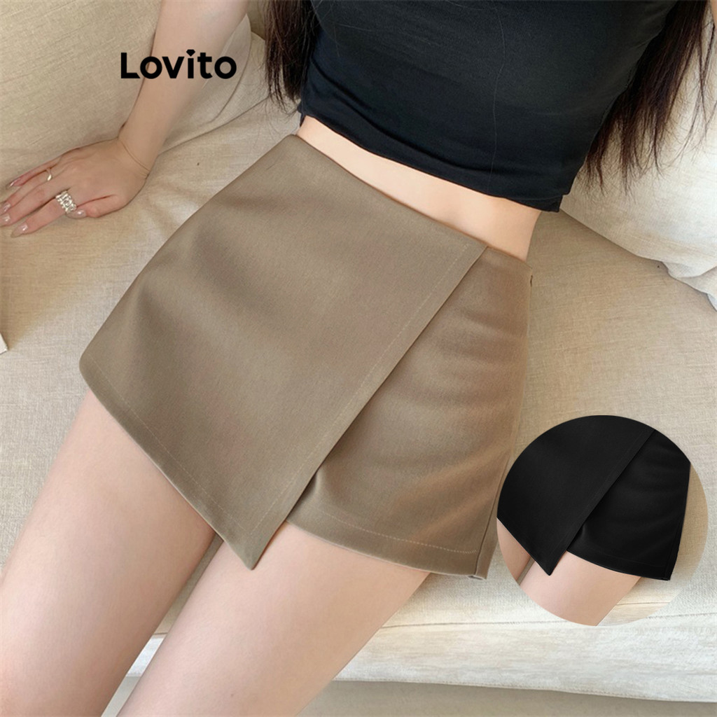 Lovito กระโปรงลําลองกระโปรงฤดูร้อน/ฤดูใบไม้ผลิไม่สมมาตรสํา
