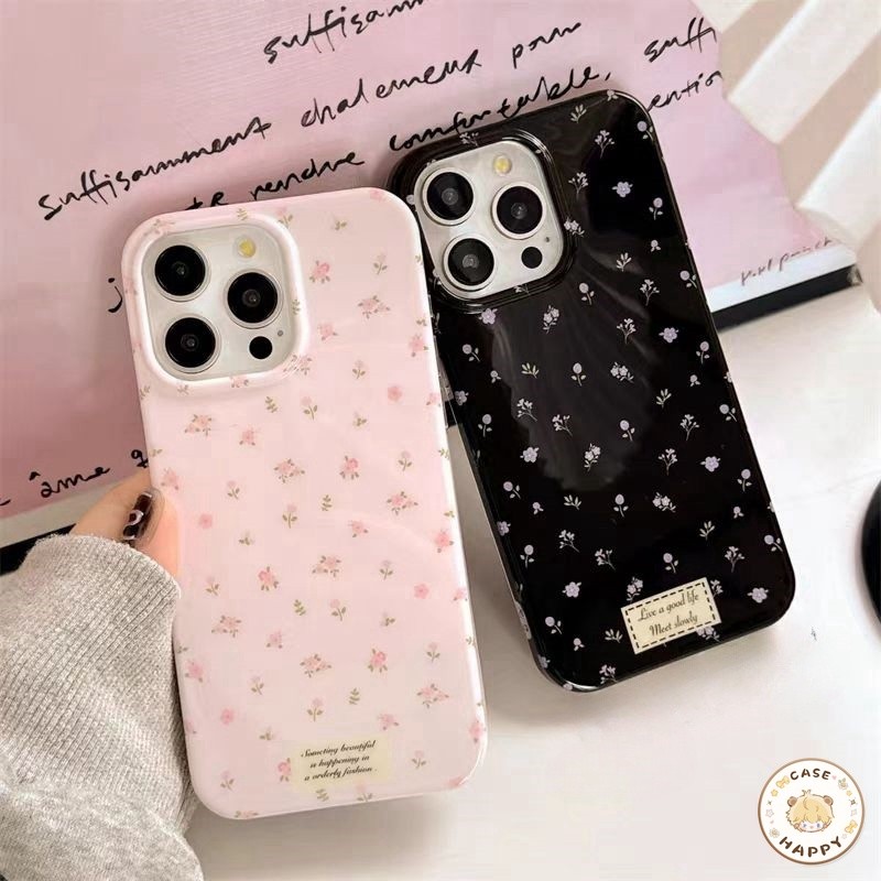 เคสไอโฟน 13 สำหรับ IPhone 17 16 15 14 11 12 Pro Max 15 14 7 8 Plus X XS XR Max SE 2020 รูปแบบสีดอกไม้โรแมนติก