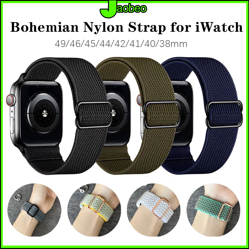 สายยางยืดไนลอน for IWatch Ultra 3 2 SE 3 2 Apple Watch Series 11 10 9 8 7 6 5 4 Smartwatch 49มม 45 44มม 40 46มม 42 38มม