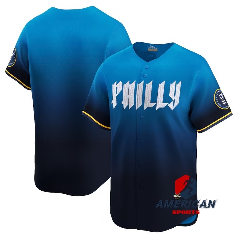 เสื้อบอลเบสบอล Philadelphia Phillies สีฟ้าสำหรับผู้ชาย Season 2023