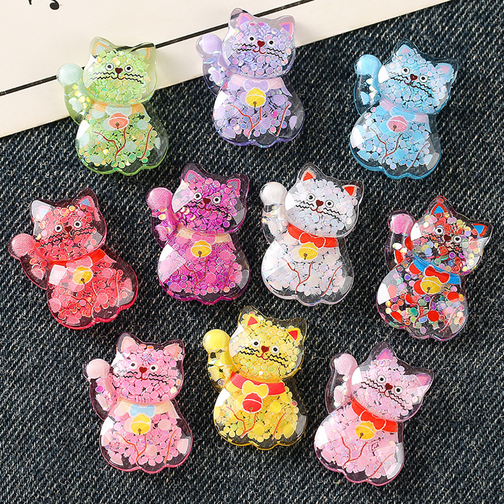 10 ชิ้น Shinny Fortune Cat AB กาว Charms สําหรับ DIY (11-449)