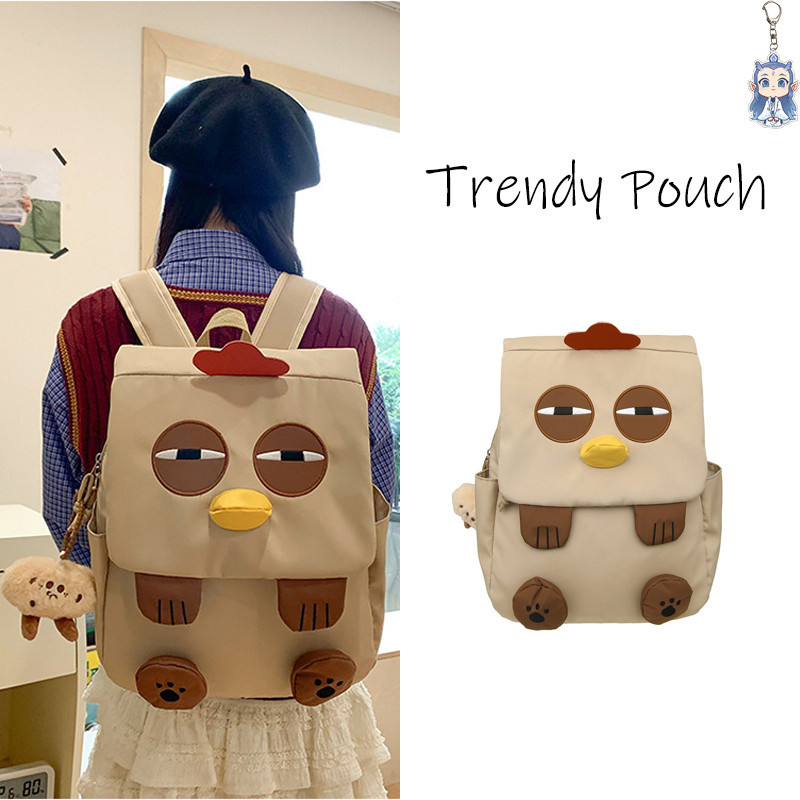 TRENDY  POUCH  เวอร์ชั่นเกาหลีกระเป๋าเป้ลายการ์ตูนไก่หวาน น่ารัก สร้างสรรค์ สำหรับวิทยาลัย โรงเรียนมัธยมต้น