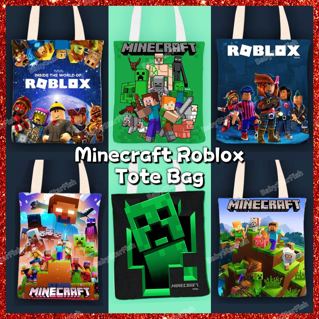 Tuition beg Spiderman Roblox Zip Tote กระเป๋าเด็กผ้าใบไหล่เด็กกระเป๋านักเรียนกระเป๋านักเรียนโรงเรียน lelaki