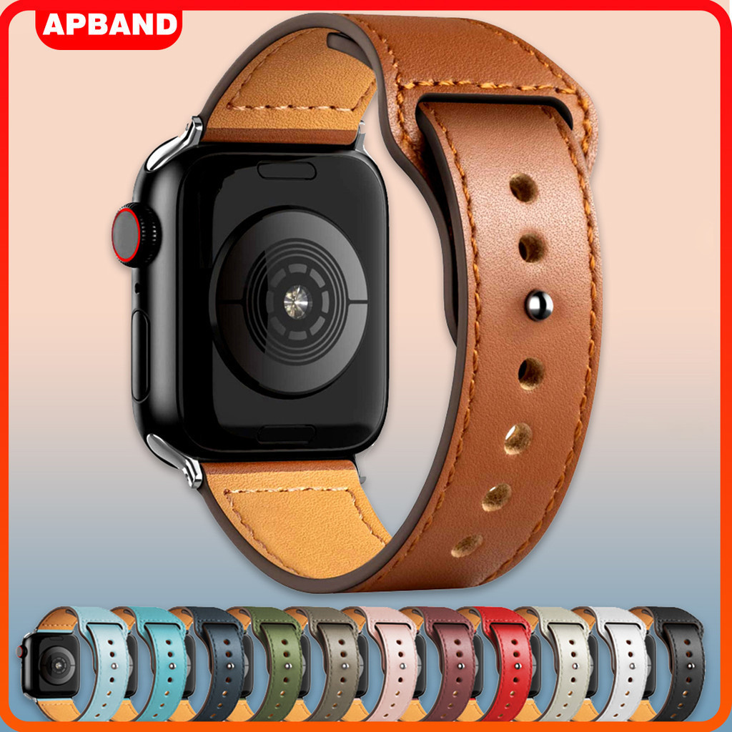 สายหนังกำไลข้อมือ for Apple Watch Ultra/SE 3 2 49mm IWatch Series 11/10 9 8 7 5 4 3 2 6 SE 49 45 46 41 42 44 40 38 มม