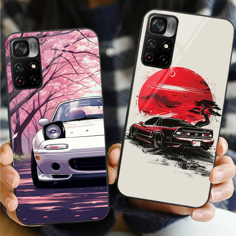 Jdm super car Glass เคสโทรศัพท์สําหรับ POCO F3 F4 F5 M3 M4 M5 M6 4G X3 X4 GT NFC X5 X6 PRO 5G