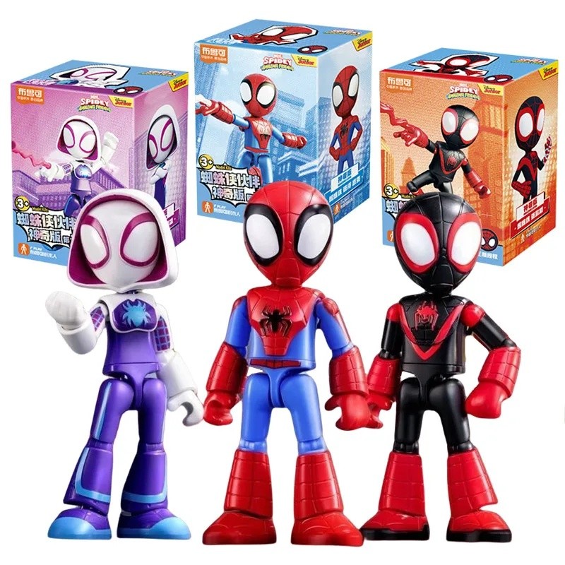 Marvel Spider man building block Splicing ของเล่น 12 ซม. Iron man Peter Parker Miles Morales Spider Gwen Action Figure building block