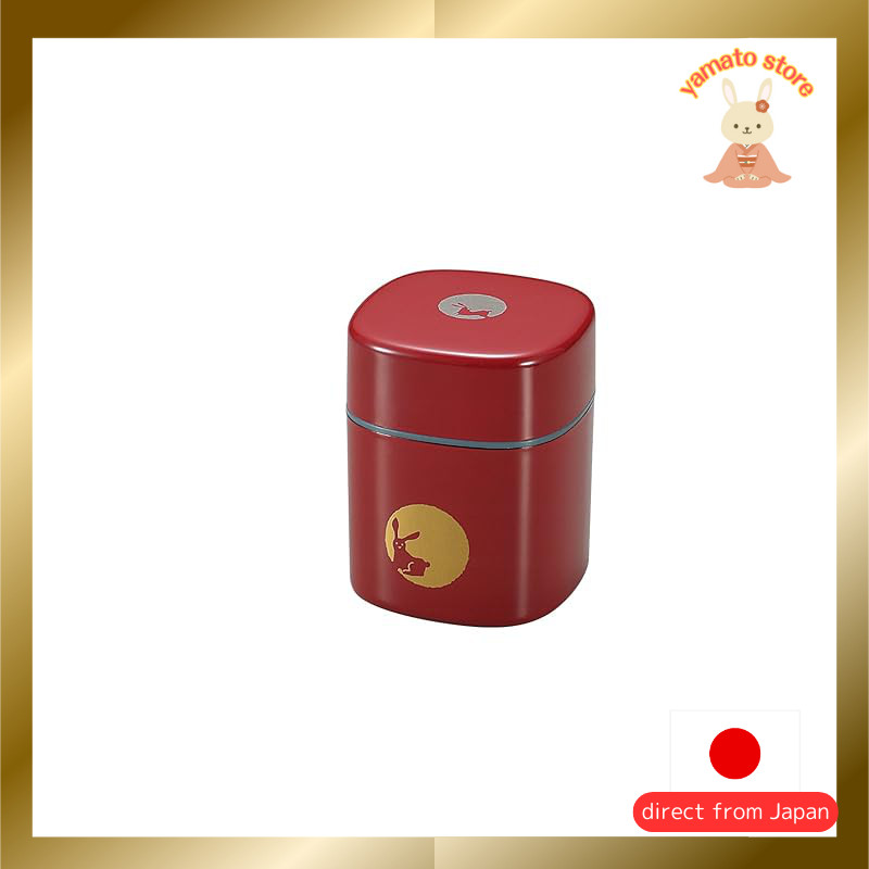 Tatsumiya Rabbit Design Tea Caddy - Red Moon, Size: Approx. W8 D8 H10