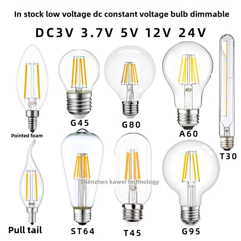 [แรงดันต่ํา DC 3V/3.7C/5V/12V/24V] DC E12 E14 E26 E27 สกรูแสงพิเศษหลอดไฟวอร์มไวท์