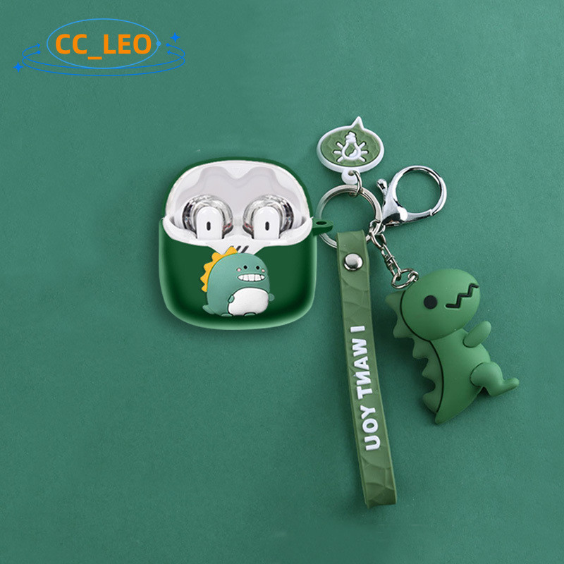for JBL TUNE FLEX 2 Case JBL TUNE FLEX 2 Silicone Soft Case Protective Sleeve Cartoon Dinosaur Keych