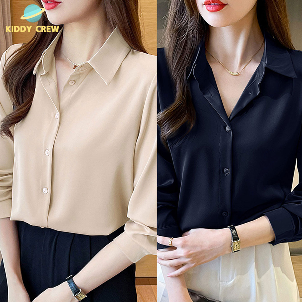 เสื้อเชิ้ตแขนยาวสไตล์ใหม่ ผ้าชีฟอง บางเบาและมีสไตล์