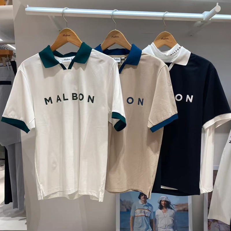 ฤดูร้อน 25MALBON Golfเสื้อผ้าผู้ชายMALBONผู้ชายคอปกแขนสั้นQuick-Drying Breathableยืดกีฬาเสื้อยืดเกาห
