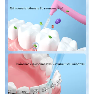 COD แปรงขัดซอกฟัน 8 ชิ้น รูปตัว L+I แปรงซอกฟัน แปรงจัดฟัน 0.4/0.6/1mm นสำหรับคนจัดฟัน