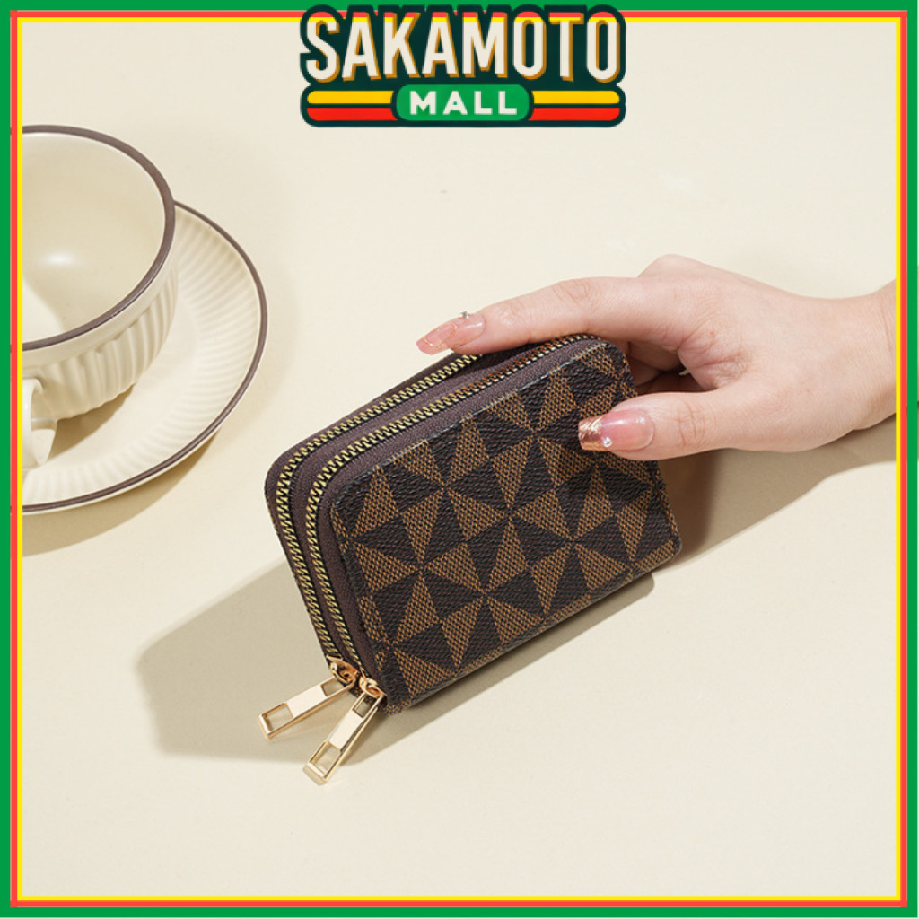 MOLVIRA WA934B7 Womens 2-ZPPER FOLDING WALLET BROWN LEATHER FIT LUXURY BRANDED CURRET ATM CARD