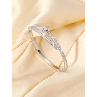 กำไลข้อมือ สร้อยข้อมือ ผู้หญิง ไทเทเนียม ชุบทอง 18k ฝังเพชร CZ สไตล์เกาหลี เครื่องประดับแฟชั่น ไม่ลอกไม่ดำ ของขวัญวันเกิด