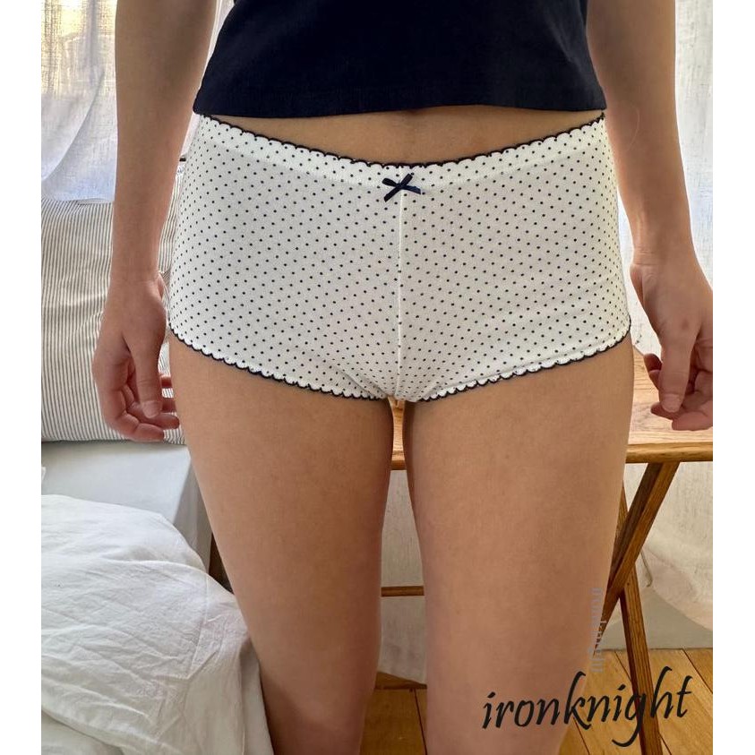 Ironknight-กางเกงขาสั้นผู้หญิง Bow Polka Dot