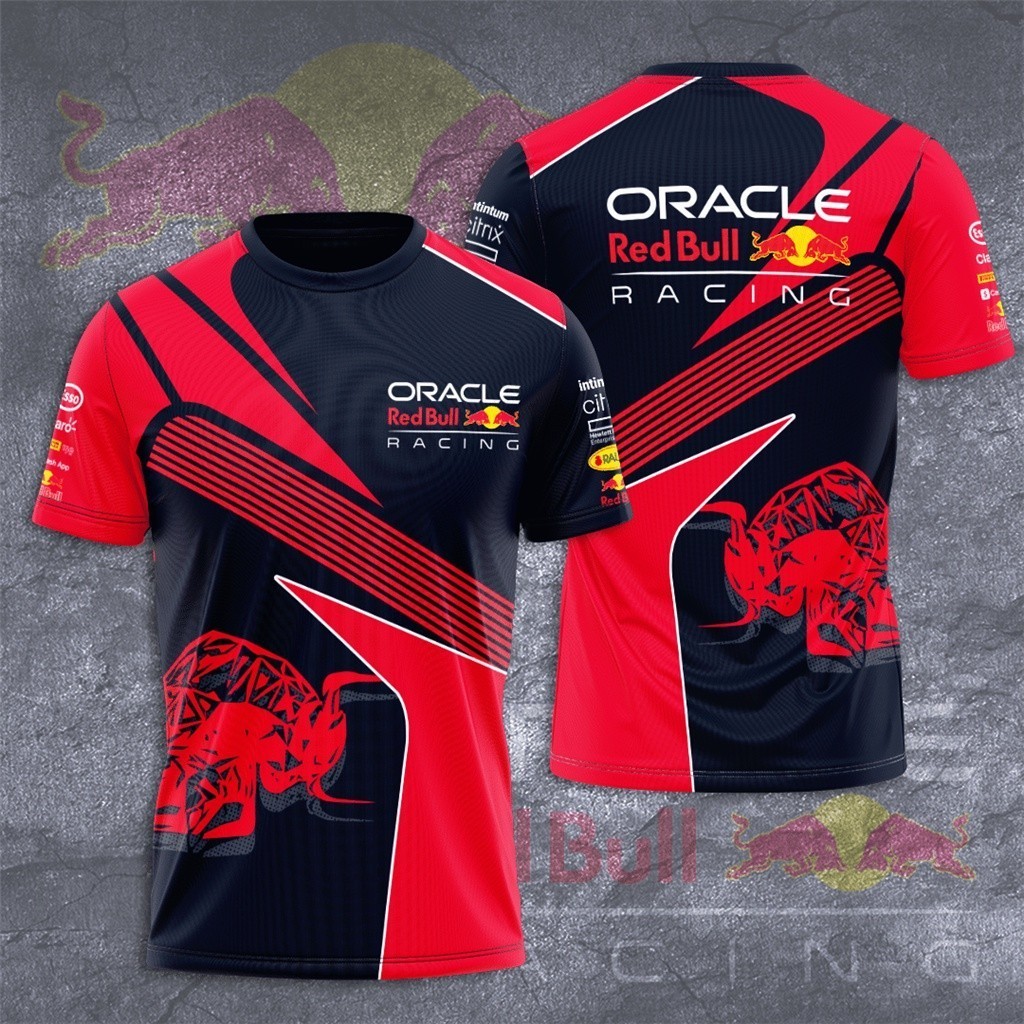 2025 ฉ1 ทีมแข่งกระทิงแดงฤดูร้อนเสื้อยืดแขนสั้นลําลองผู้ชายเสื้อเชิ้ตขนาดใหญ่
