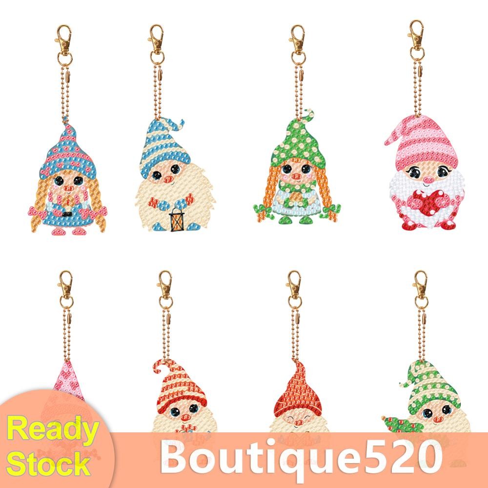 8pcs Double Sided Diamond Art Keyring Full Drill Keyring (คนแคระน่ารัก) UK [boutique520.th]