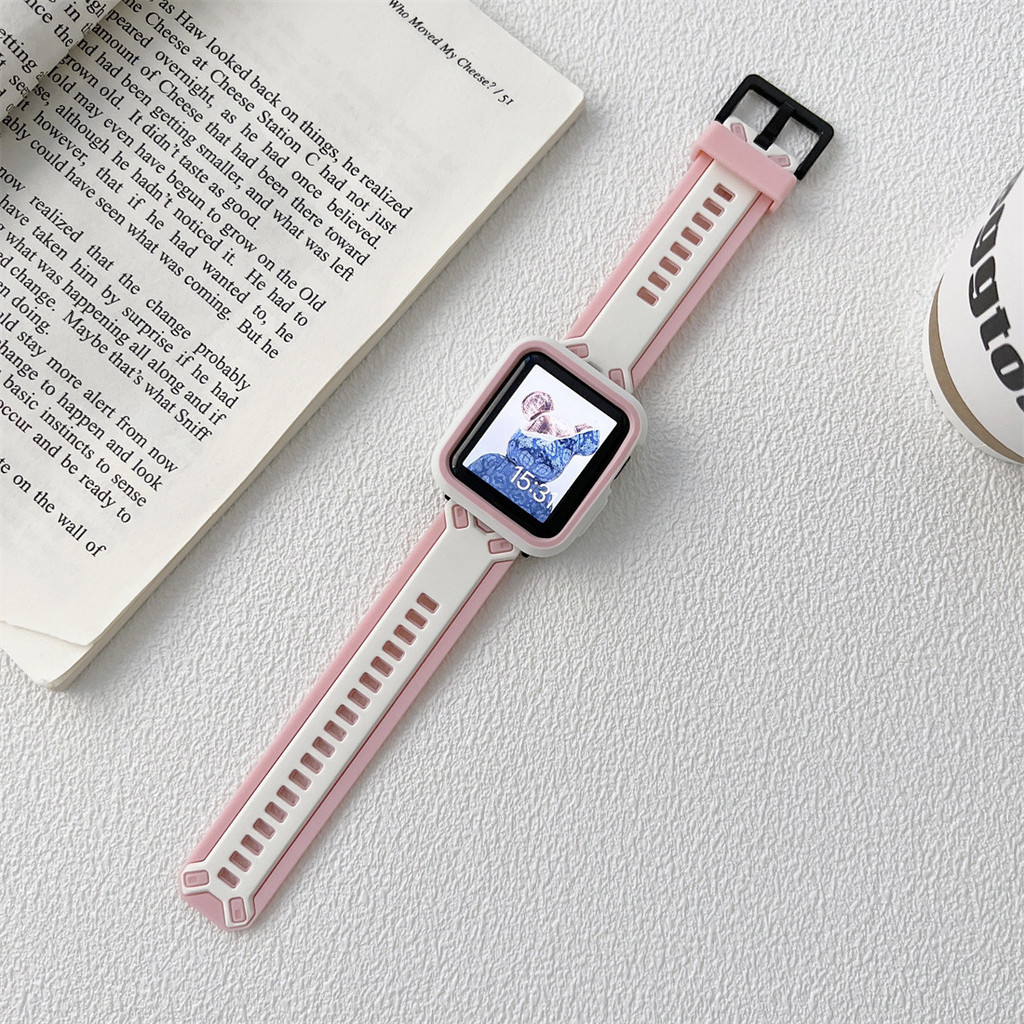 สายนาฬิกาข้อมือ สําหรับ iWatch7 se Apple Watch654321สายนาฬิกาข้อมือซิลิโคน กันกระแทก สองสี