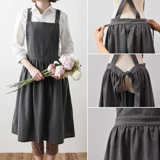 MILD ผ้ากันเปื้อนผ้าลินิน, ผ้ากันเปื้อน Nordic Florist สไตล์เกาหลี, ชุดทํางานผ้าฝ้าย