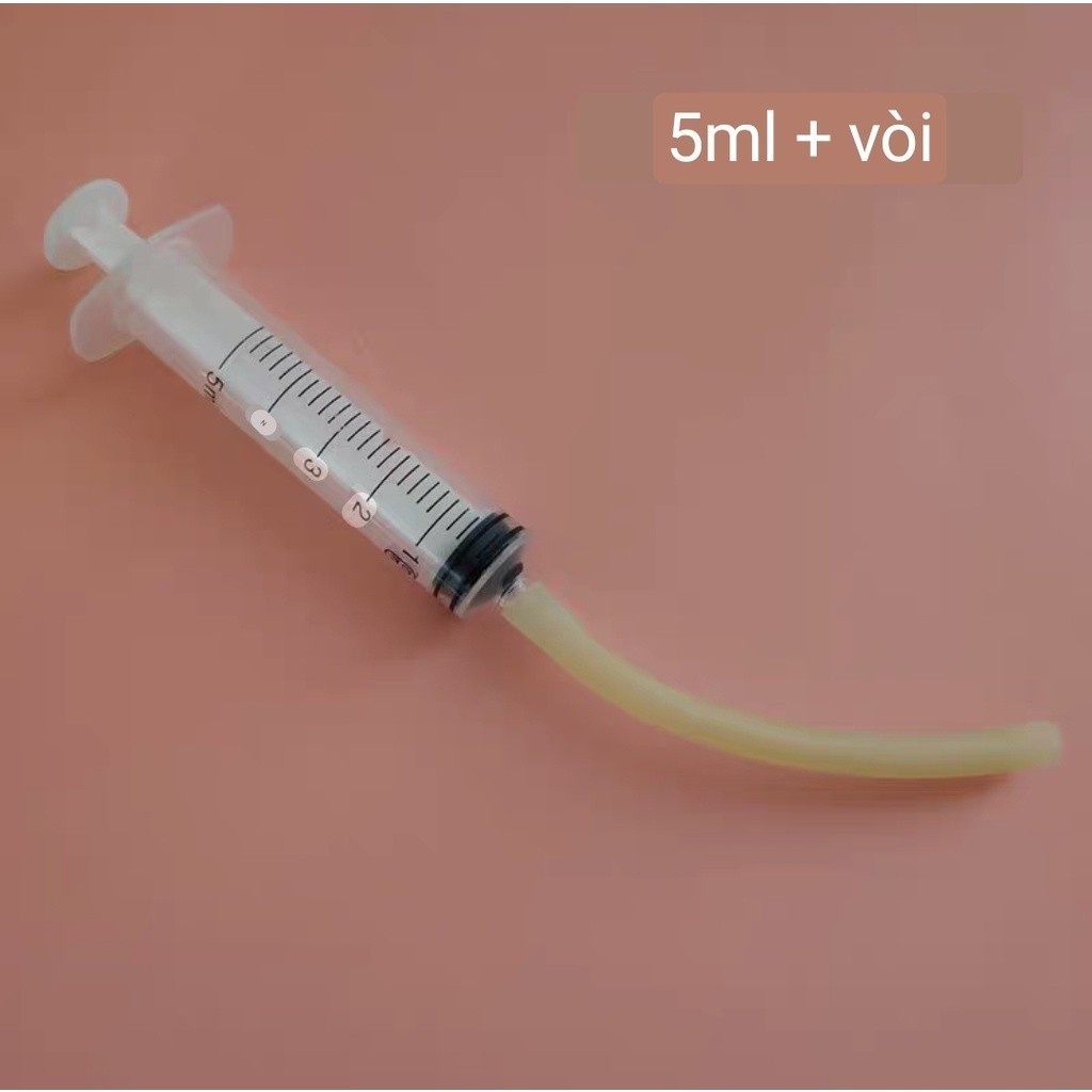 Parrot Powder Syringe 5ml (ฟรีหลอด 14 ซม.) Baby Parrot Powder Pump Pigeon Food Pump Fighting Chicken