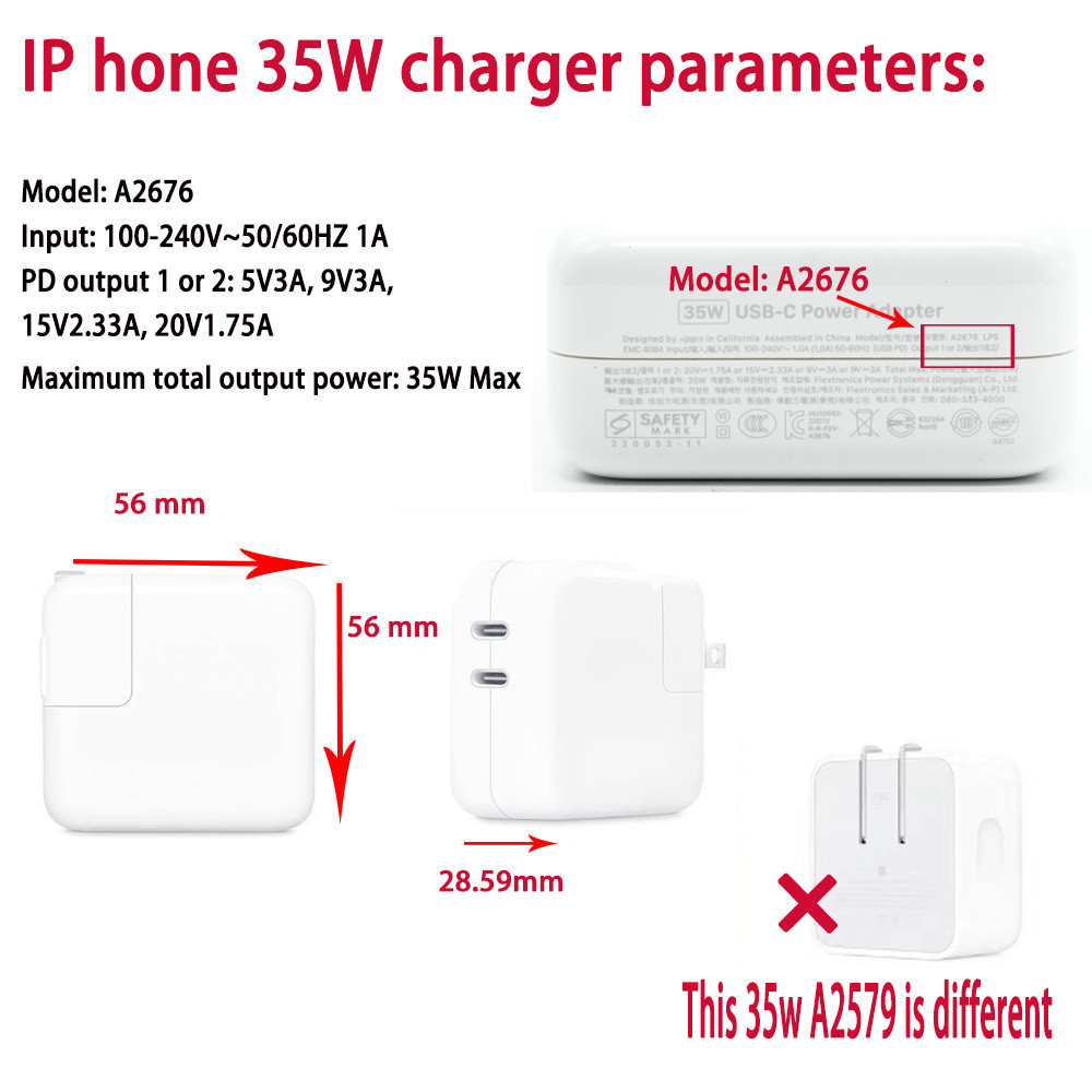 สําหรับ 35W A2676 USA ปลั๊กพับน่ารักการ์ตูน Charger เคสป้องกันเหมาะสําหรับ macbook ใหม่ air 13 USA 29W 30W A2164 fast charging 2M สายป้องกันกรณีสําหรับ iPhone 15 MAX - รูปที่ 3