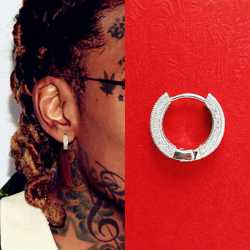 Zircon Full Diamond European and American Style Hip Hop Earrings Swag Trendy Hiphop Men's and Women'
