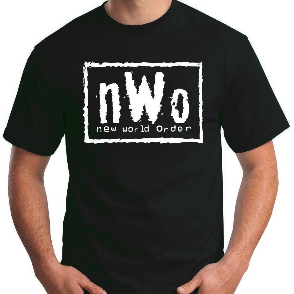 โลโก้ Nwo อเนกประสงค์ Wcw Professional Wrestling เสื้อยืดสีดําวันพ่อ 518293